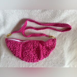 Pink Crochet cross body Bag